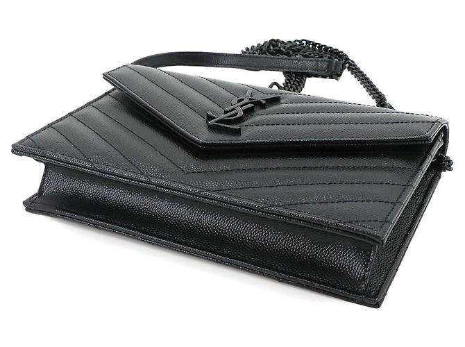 Saint Laurent Cassandre Envelope Chain Wallet Schwarz - Ansicht 4