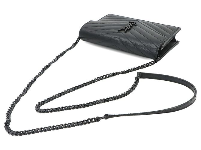 Saint Laurent Cassandre Envelope Chain Wallet Schwarz - Ansicht 5