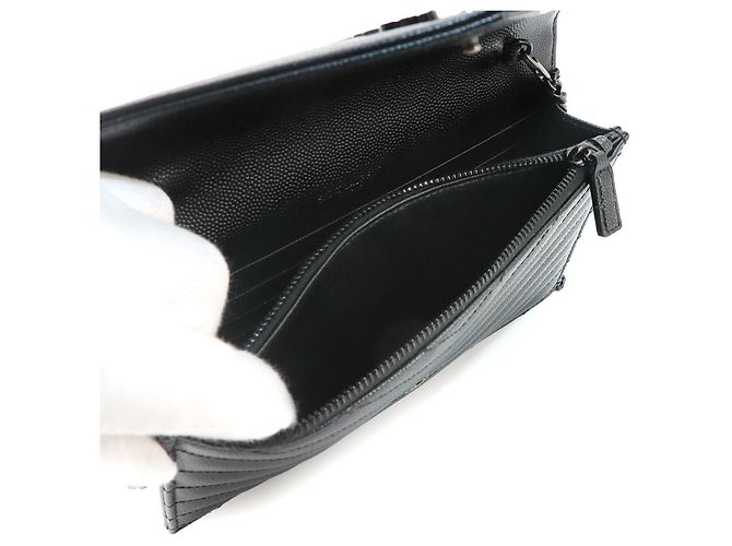 Saint Laurent Cassandre Envelope Chain Wallet Schwarz - Ansicht 7