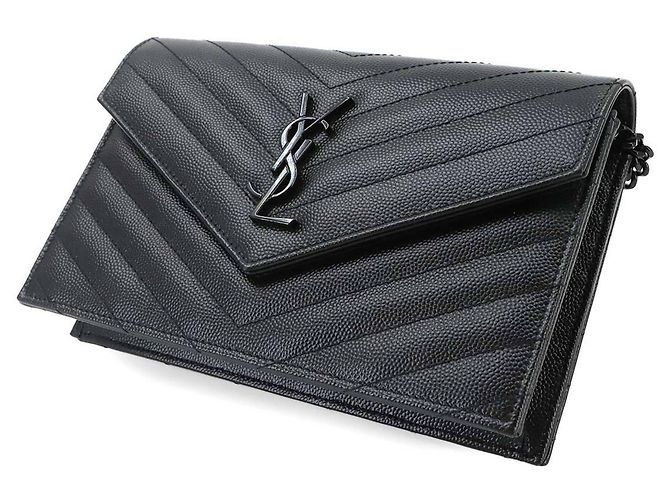 Saint Laurent Cassandre Envelope Chain Wallet Schwarz - Ansicht 9