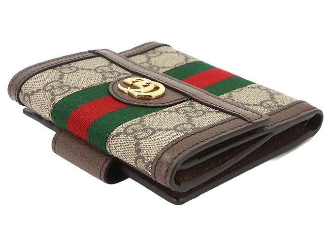 Cartera bi-fold Gucci Ophidia Castaño Beige - vista 3