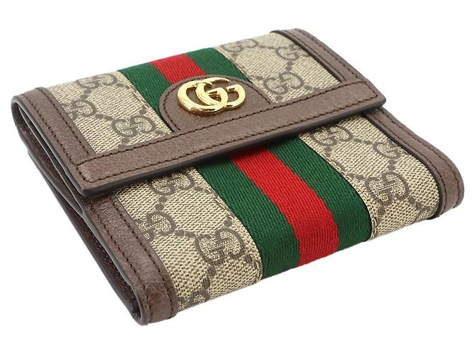 Cartera bi-fold Gucci Ophidia Castaño Beige - vista 4