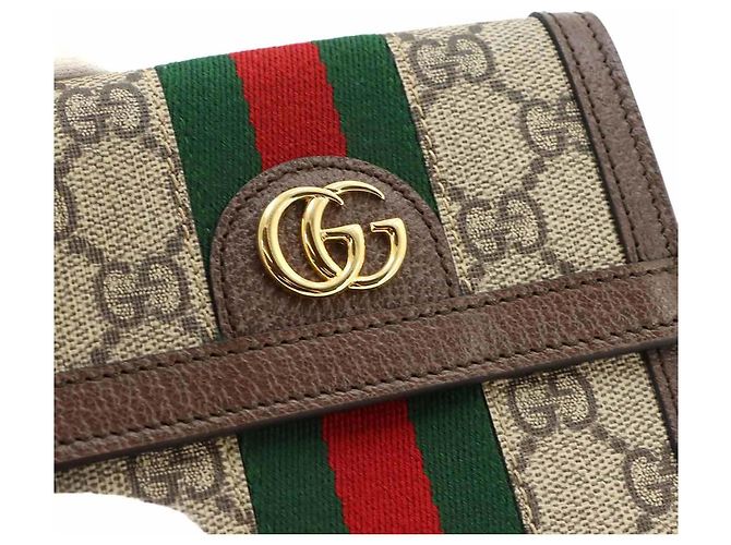 Cartera bi-fold Gucci Ophidia Castaño Beige - vista 9