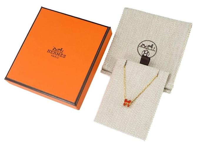 Hermès Collana Hermes Mini Pop H D'oro Arancione - vista 2