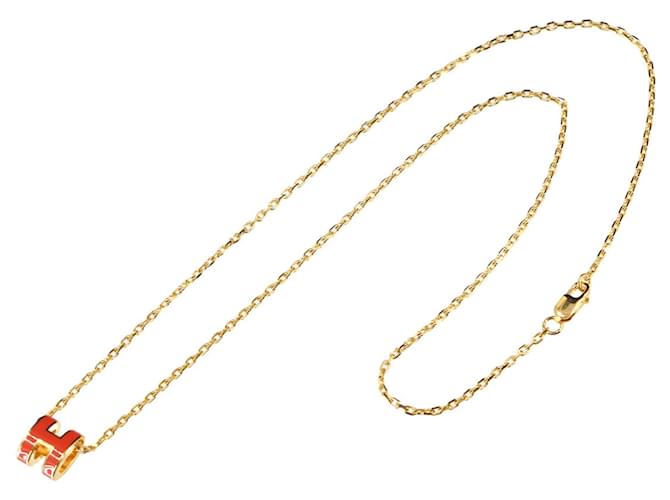 Hermès Collana Hermes Mini Pop H D'oro Arancione - vista 3