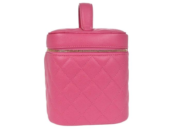 Beauty Case Chanel Vintage Timeless Caviar Large Rosa - vista 3