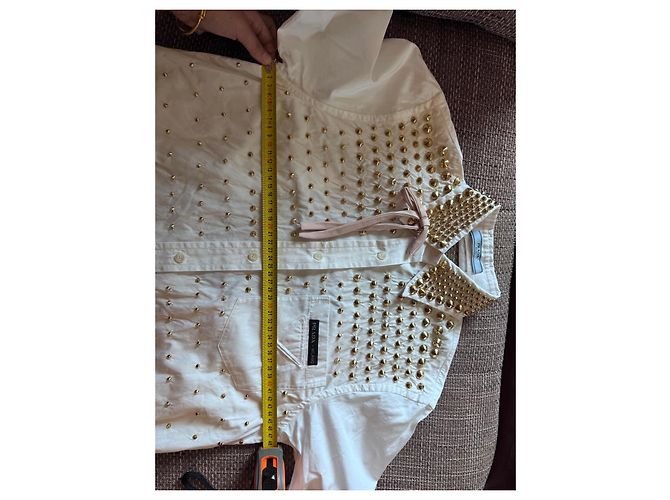 Vestido Prada Runway SS19 de seda con tachuelas Negro Blanco Beige - vista 13