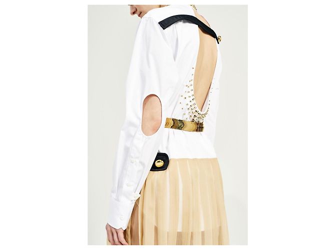 Vestido Prada Runway SS19 de seda con tachuelas Negro Blanco Beige - vista 19