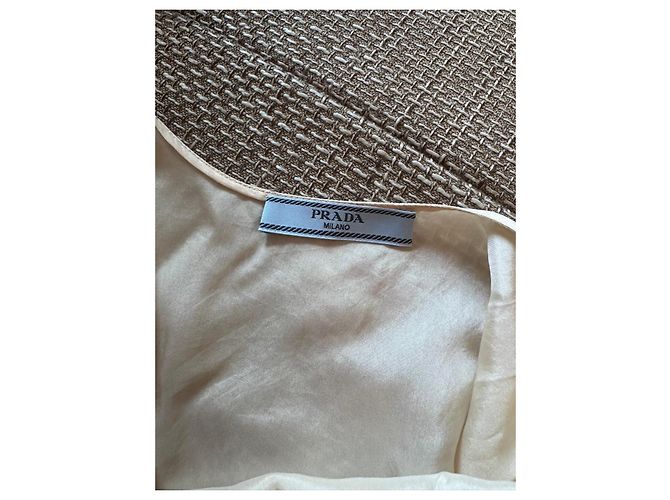 Vestido Prada Runway SS19 de seda con tachuelas Negro Blanco Beige - vista 9