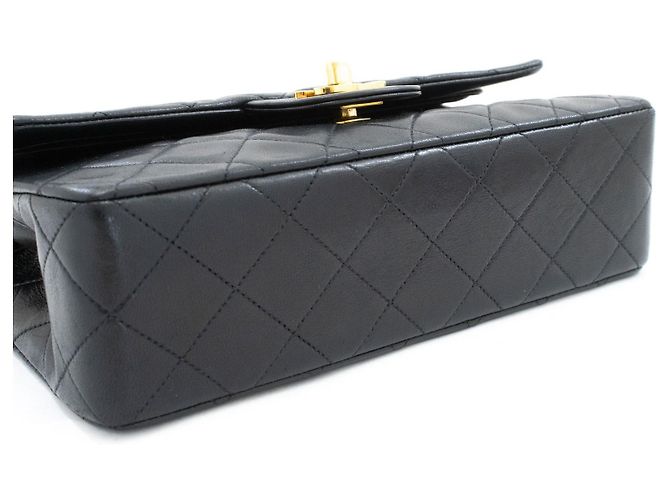 Chanel Vintage Classic Double Flap Quilted Lambskin Small Nero - vista 4