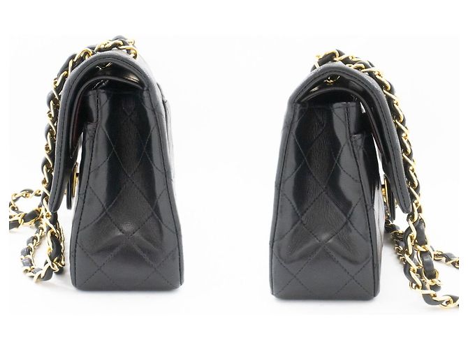 Chanel Vintage Classic Double Flap Quilted Lambskin Small Nero - vista 5