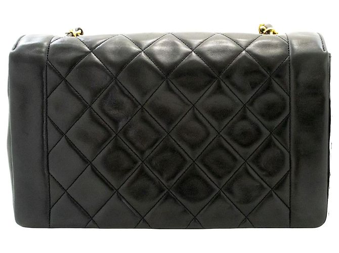 Diana Chanel Vintage Chain Curved Flap Quilted Leather Medium Nero - vista 2