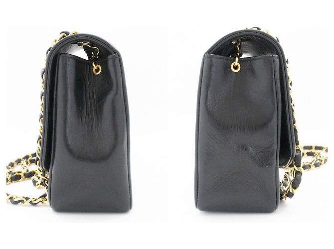 Diana Chanel Vintage Chain Curved Flap Quilted Leather Medium Nero - vista 5