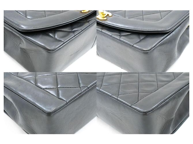 Diana Chanel Vintage Chain Curved Flap Quilted Leather Medium Nero - vista 6