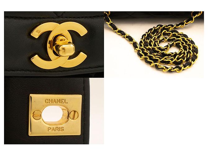 Diana Chanel Vintage Chain Curved Flap Quilted Leather Medium Nero - vista 7