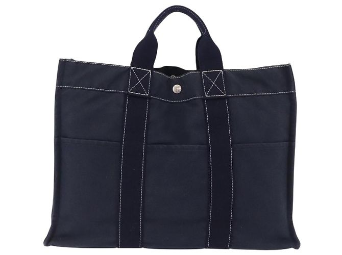 Hermès Hermes Fourre Tout Tote Canvas MM Blu navy - vista 2