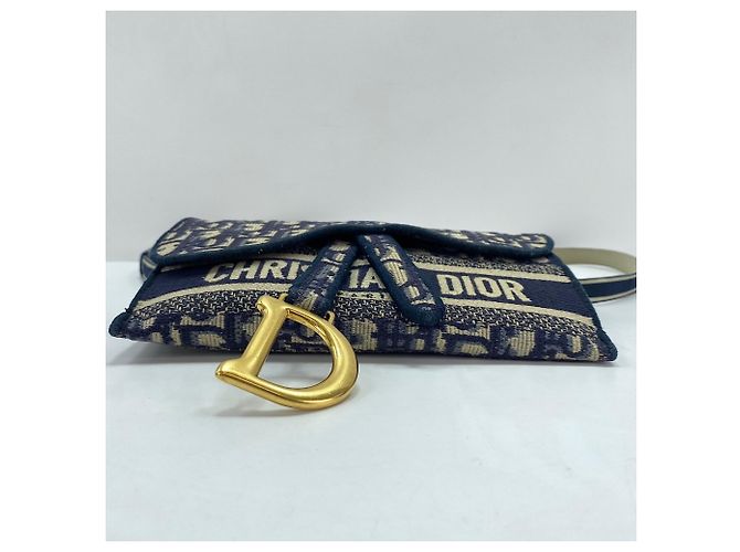Borsello da vita Christian Dior Saddle Slim Pouch Oblique Blu navy - vista 7