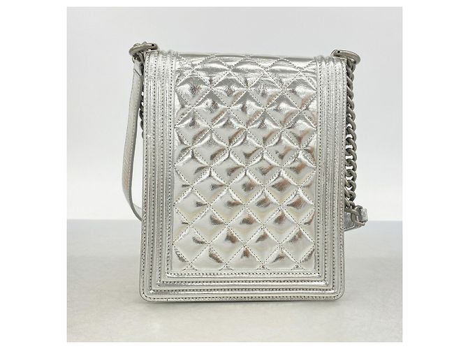 Borsa a tracolla Chanel Boy Chain in argento - vista 11