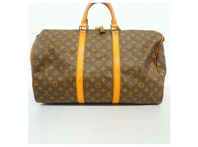Borsa Louis Vuitton Monogram Keepall 50 Marrone - vista 12