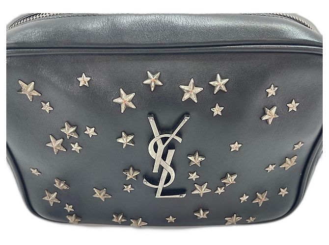 Borsa a tracolla Yves Saint Laurent Lou con nappe e borchie Nero - vista 3