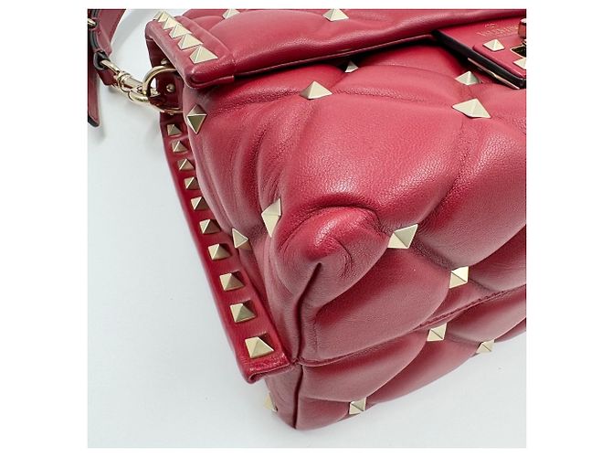 Borsa Valentino in tela borchiata in Red Rosso - vista 8