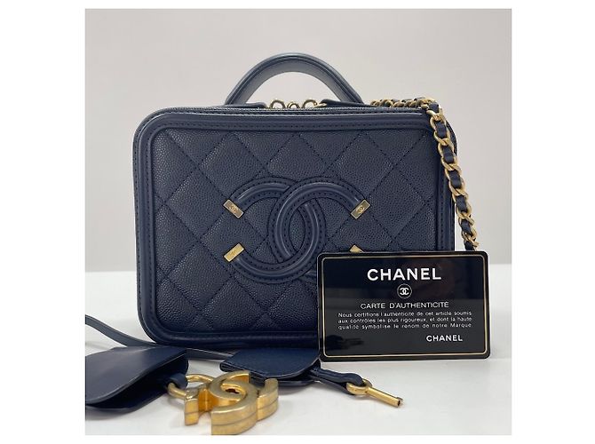 Borsa a tracolla Chanel Filigree in Navy Blu navy - vista 15