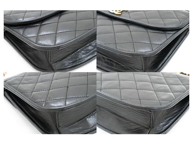 Chanel Vintage Round Flap Quilted Lambskin Small Nero - vista 6