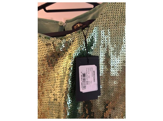Maje grünes Paillettenkleid ärmellos - Ansicht 2