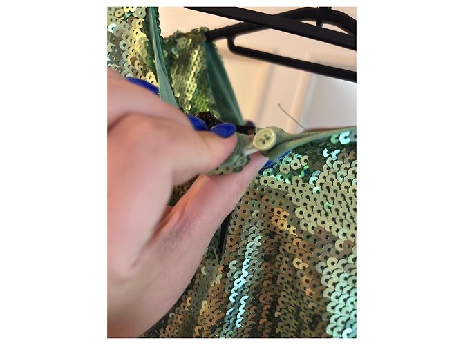 Maje grünes Paillettenkleid ärmellos - Ansicht 6
