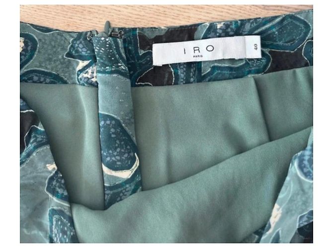 Falda corta estampada IRO Fidi Blanco Azul Verde oscuro - vista 3