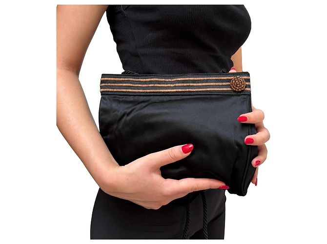 Fendi Vintage Seiden-Pouch Tasche Schwarz - Ansicht 2