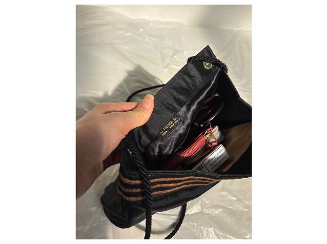 Fendi Vintage Seiden-Pouch Tasche Schwarz - Ansicht 5