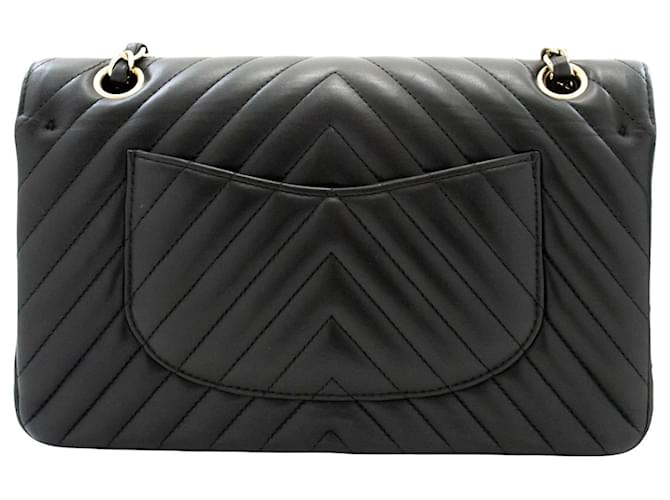 Chanel Timeless - Classic Double Flap Chevron Lambskin Medium Nero - vista 2