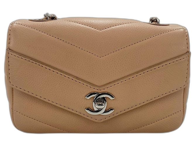 Borsa a tracolla Chanel Chevron - Beige - vista 2