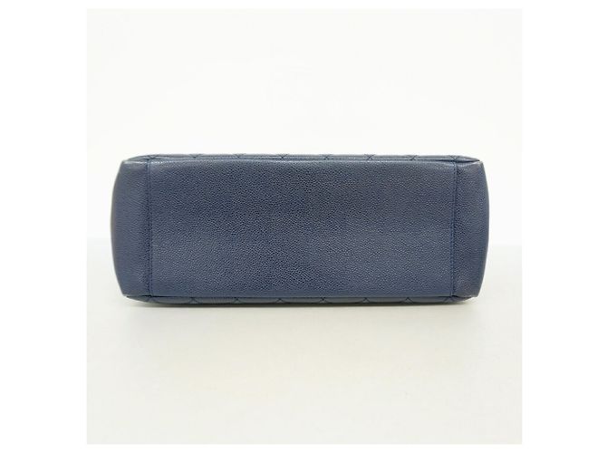 Borsa Tote Chanel in vitello grana blu navy - vista 3