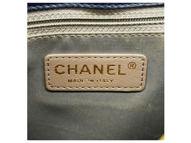 Borsa Tote Chanel in vitello grana blu navy - vista 5