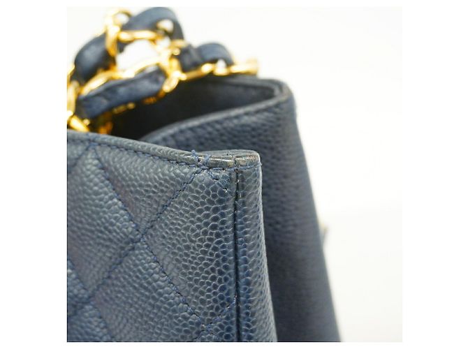 Borsa Tote Chanel in vitello grana blu navy - vista 7