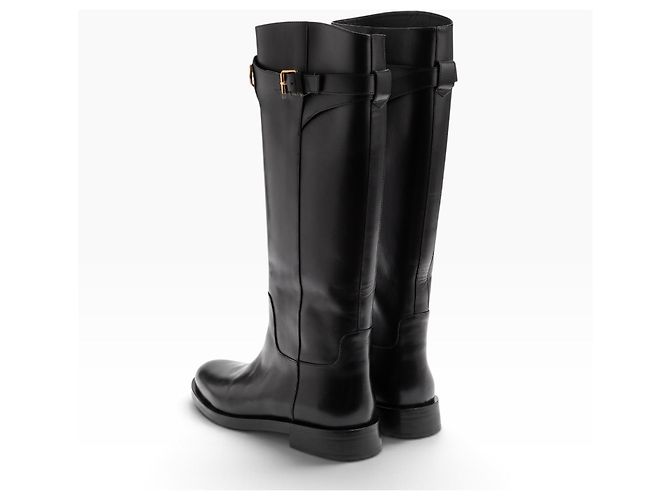 Valentino Garavani Botas altas de piel VLogo Negras Negro - vista 2