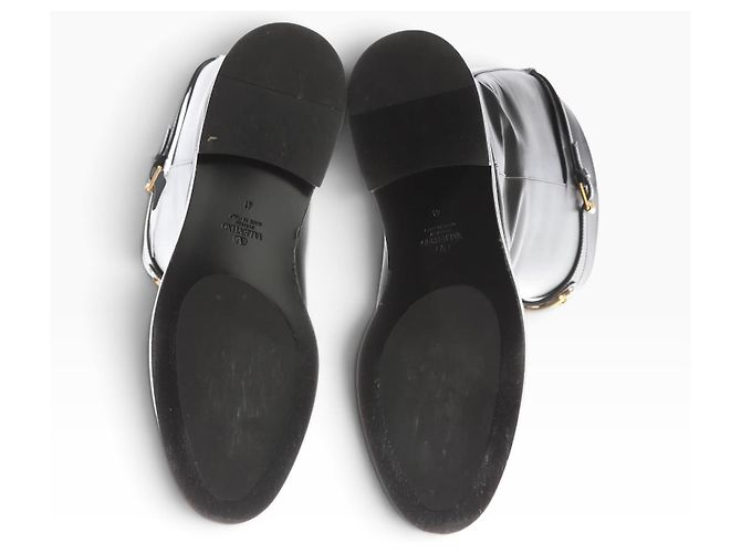 Valentino Garavani Botas altas de piel VLogo Negras Negro - vista 3