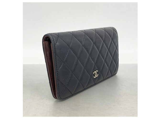 Chanel Matelassé Long Wallet aus Lammleder Schwarz - Ansicht 2