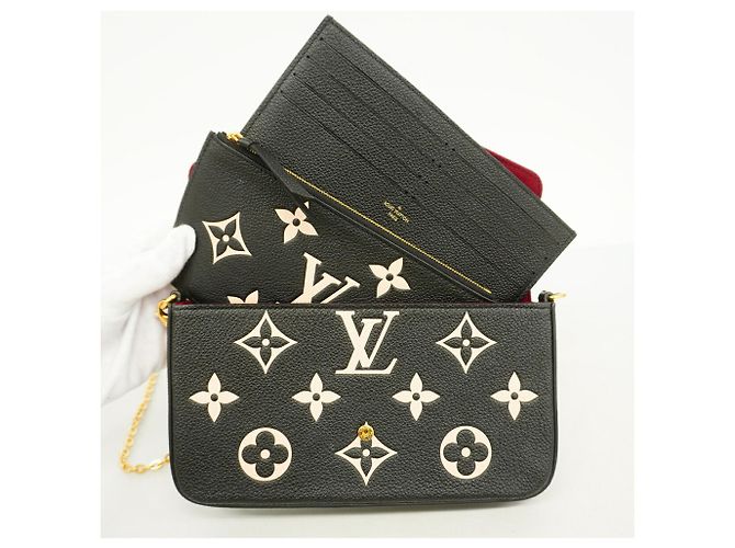 Louis Vuitton Monogram Empreinte Bicolor Pochette Felicie Nero Beige - vista 8