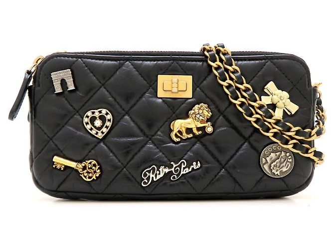 Bolso de hombro con cadena Chanel 2.55 Matelassé Negro - vista 2