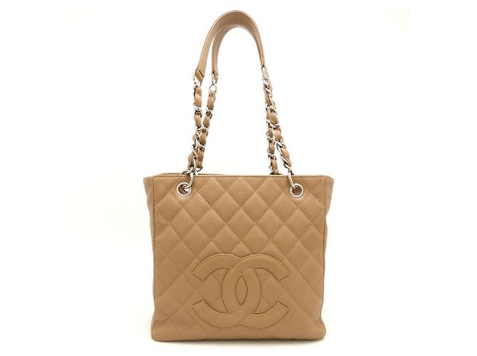 Chanel Beige Grained Calfskin Chain Tote PST A50994 - vista 2