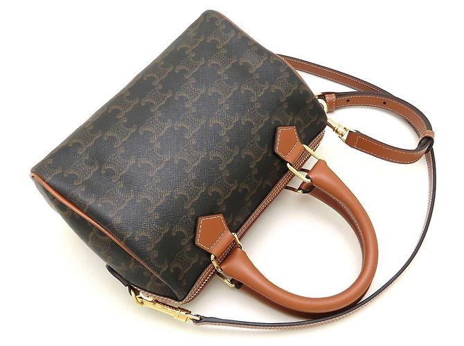 Céline Borsa Celine Small Boston - Pelle Triomphe Tan Marrone - vista 5