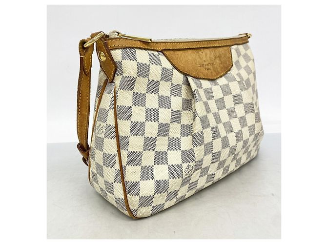 Borsa a tracolla Louis Vuitton Damier Azur Siracusa PM Bianco - vista 2
