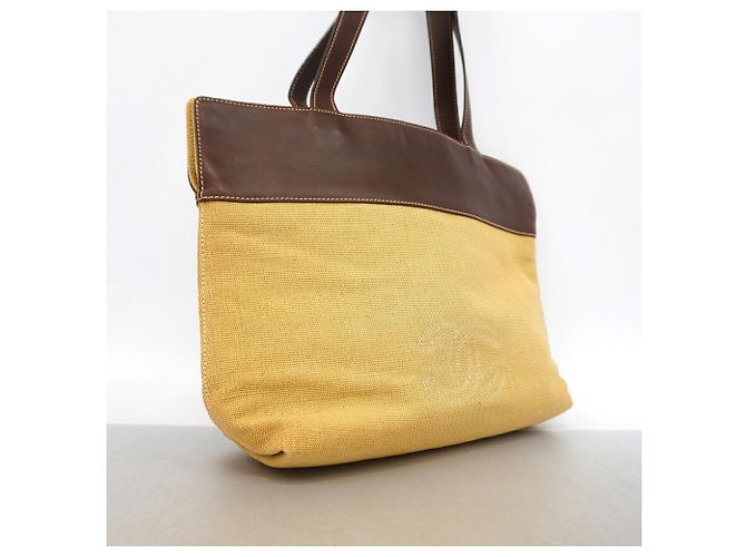 Borsa Tote Chanel in tela beige e marrone - vista 2