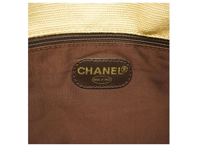 Borsa Tote Chanel in tela beige e marrone - vista 5