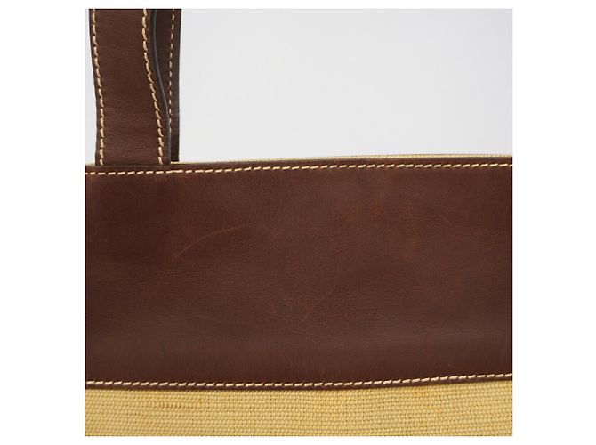 Borsa Tote Chanel in tela beige e marrone - vista 7