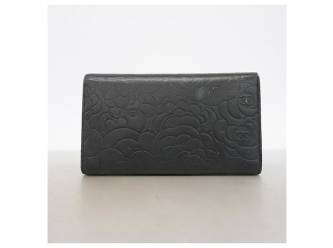 Chanel Tri-fold Long Wallet aus schwarzem Lammleder - Ansicht 9
