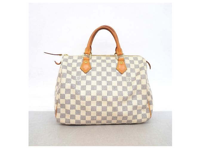 Borsa Louis Vuitton Damier Azur Speedy 30 Bianco - vista 10